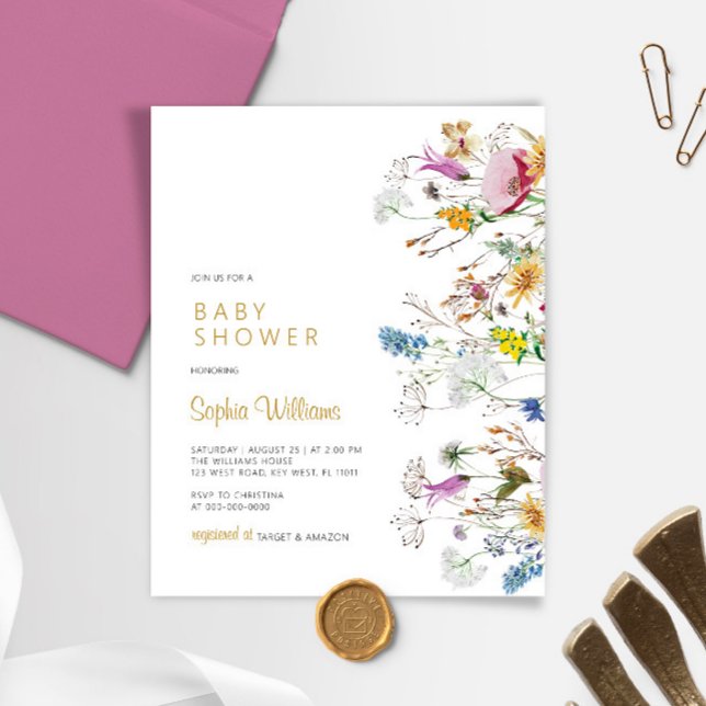 Lámina Invitación a Baby Shower del Boho Wildflowers de P (Subido por el creador)