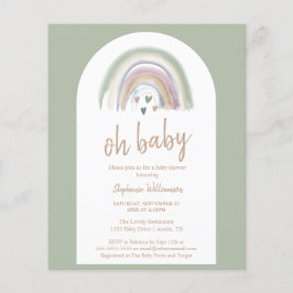 Lámina Invitación a Baby Shower del Budget Sage Green Boh