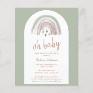 Lámina Invitación a Baby Shower del Budget Sage Green Boh