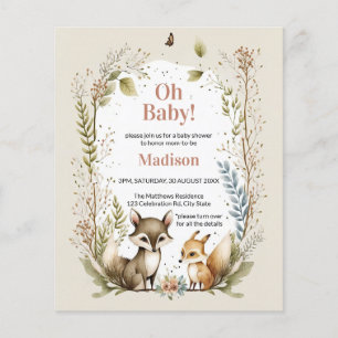 Lámina Invitación a Baby Shower del Chica de Animales de 