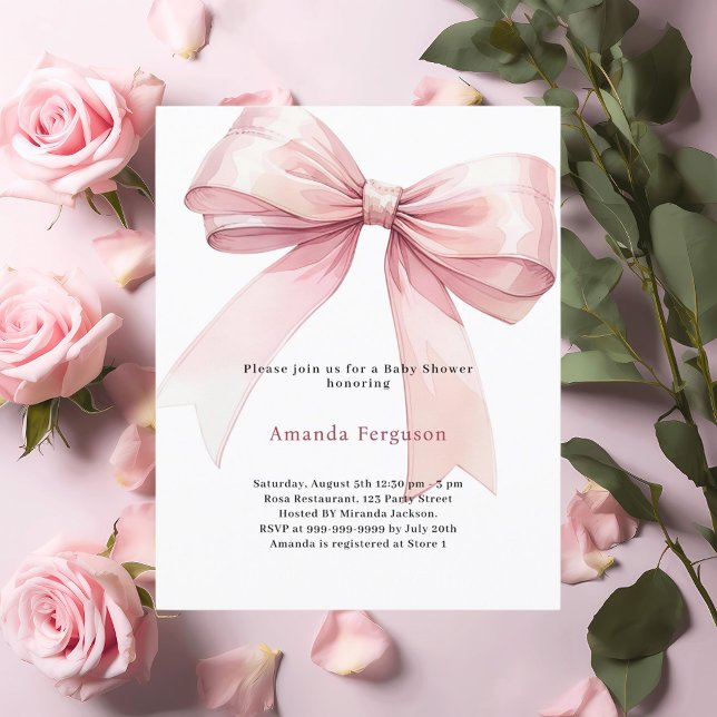 Lámina Invitación a Baby Shower del chica de arco rosado (Subido por el creador)