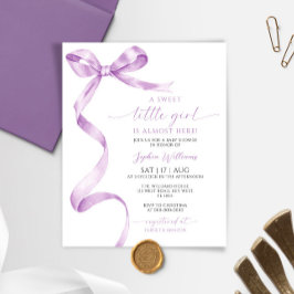 Lámina Invitación a Baby Shower del Chica de Bow de Lavan