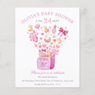 Lámina Invitación a Baby Shower del Chica de caja de sorp