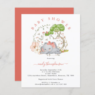 Lámina Invitación a Baby Shower del Chica de Coral para E