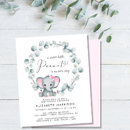 Lámina Invitación a Baby Shower del Chica de Elefante Euc