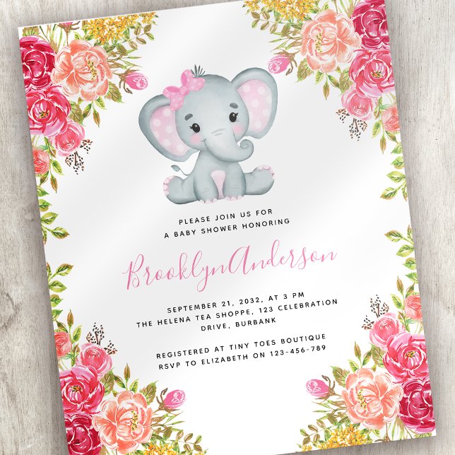 Lámina Invitación a Baby Shower del Chica de Elefantes pa (Subido por el creador)