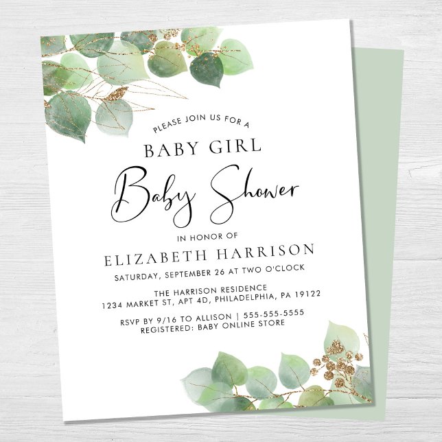 Lámina Invitación a Baby Shower del Chica de Eucalyptus p (Subido por el creador)