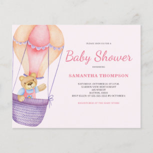 Lámina Invitación a Baby Shower del Chica de osito de pel