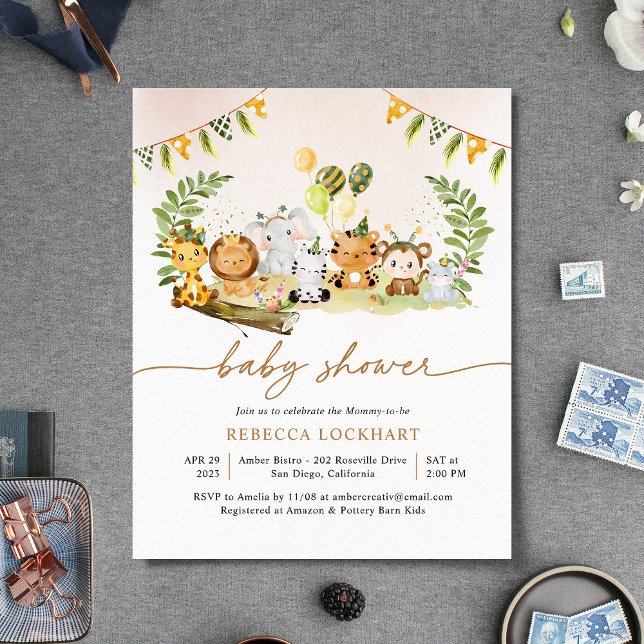 Lámina Invitación a Baby Shower del Chica de Safari de la (Subido por el creador)