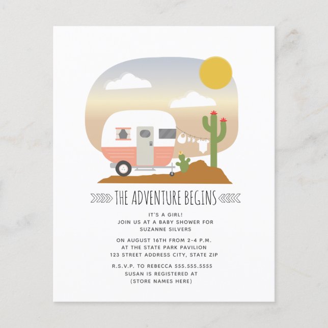 Lámina Invitación a Baby Shower del Chica del desierto de (Anverso)