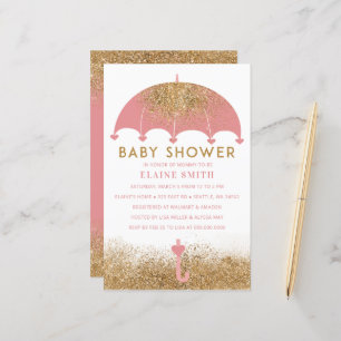 Lámina Invitación a Baby Shower del Chica del paraguas ro