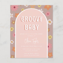 Invitación a Baby Shower del Chica Retro de Groovy