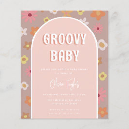 Lámina Invitación a Baby Shower del Chica Retro de Groovy