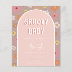 Lámina Invitación a Baby Shower del Chica Retro de Groovy