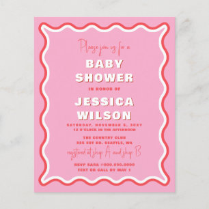 Lámina Invitación a Baby Shower del Chica rojo rosado de