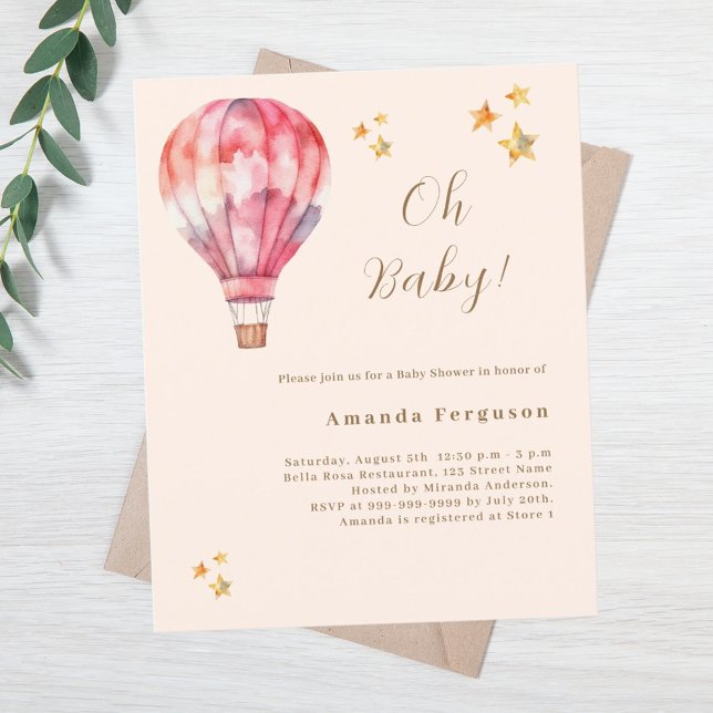 Lámina Invitación a Baby Shower del chica rosa de globo d (Subido por el creador)