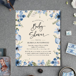 Lámina Invitación a Baby Shower del cielo azul Minimalist