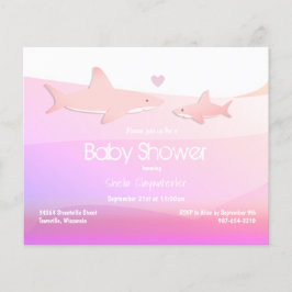 Lámina Invitación a Baby Shower del océano rosa del tibur