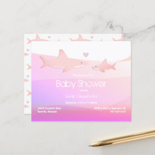Lámina Invitación a Baby Shower del océano rosa del tibur