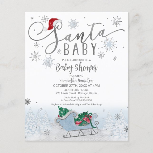 Lámina Invitación a Baby Shower del presupuesto para Navi (Anverso)