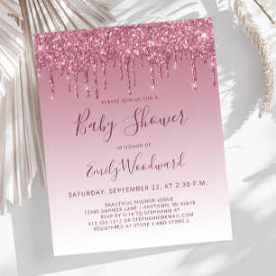 Lámina Invitación a Baby Shower del Purpurina de Borgoña