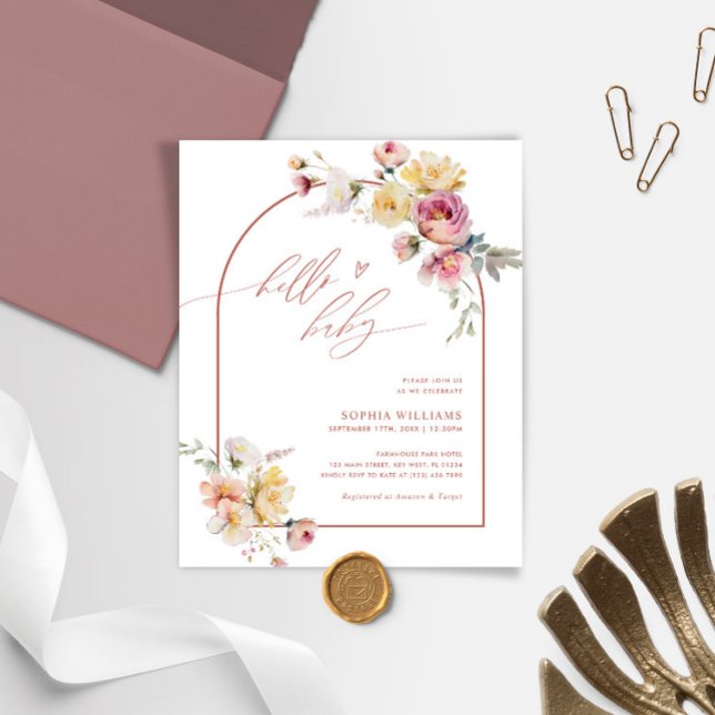 Lámina Invitación a Baby Shower del Rosa de Budget Boho G (Subido por el creador)