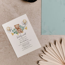 Lámina Invitación a Baby Shower Eucalyptus con Oso Cuto P