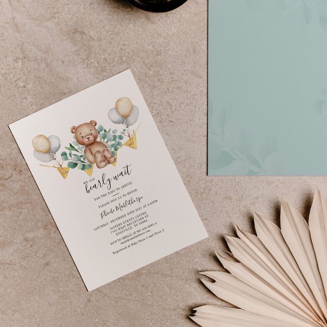 Lámina Invitación a Baby Shower Eucalyptus con Oso Cuto P (Subido por el creador)