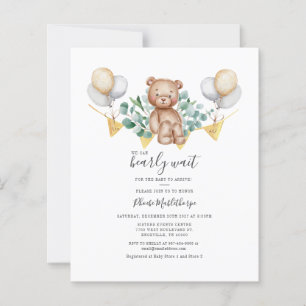 Lámina Invitación a Baby Shower Eucalyptus del oso presup