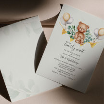 Invitación a Baby Shower Eucalyptus del oso presup