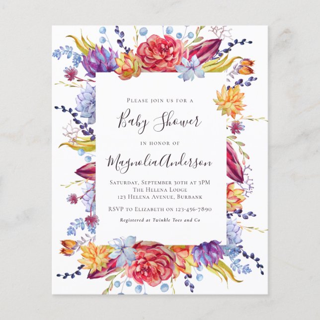 Lámina Invitación a Baby Shower exitosa para el presupues (Anverso)