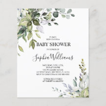 Invitación a Baby Shower floral de Eucalyptus Budg