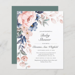 Lámina Invitación a Baby Shower floral elegante de presup