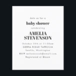 Lámina Invitación a Baby Shower Minimalista blanco de pre<br><div class="desc">Esta minimalista invitación a la ducha para bebés presenta una audaz tipografía negra con un crujiente fondo blanco que le da un aire limpio y moderno. Con una mezcla de fuentes clásicas serif y sans-serif, es perfecto para una celebración contemporánea que no sacrifica la elegancia. Ideal para las duchas de...</div>
