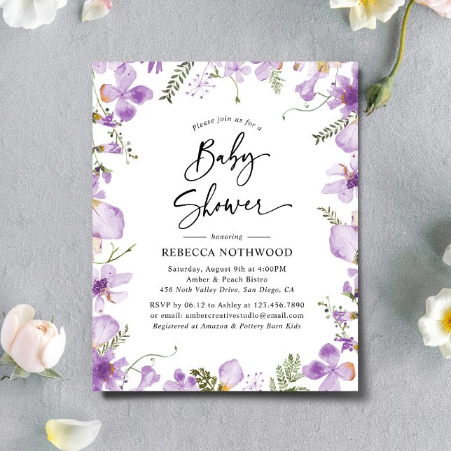 Lámina Invitación a Baby Shower neutra de Lilac con recor (Subido por el creador)