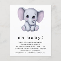Invitación a Baby Shower neutral de género de elef
