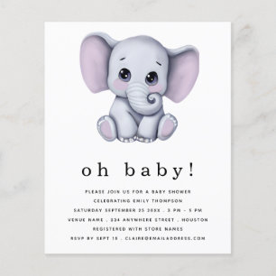 Lámina Invitación a Baby Shower neutral de género de elef