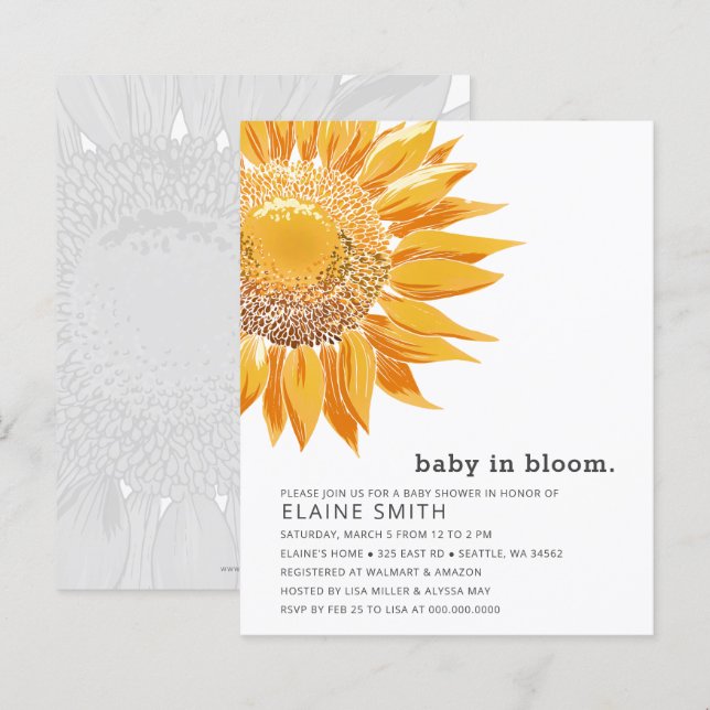 Lámina Invitación a Baby Shower neutral de género de gira (Anverso / Reverso)