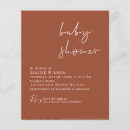 Lámina Invitación a Baby Shower neutral de terracota de p