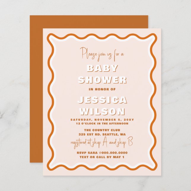 Lámina Invitación a Baby Shower neutral en relación con e (Anverso / Reverso)