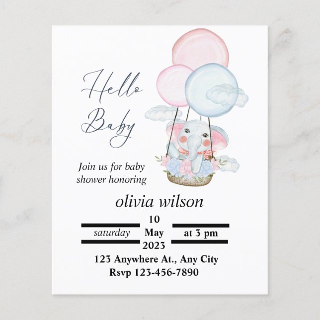 Lámina Invitación a Baby Shower para animales blancos mín (Anverso)