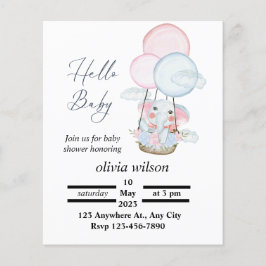 Lámina Invitación a Baby Shower para animales blancos mín