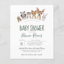 Invitación a Baby Shower para animales de Woodland