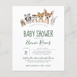 Lámina Invitación a Baby Shower para animales de Woodland