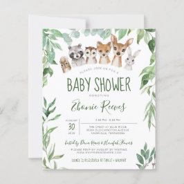 Lámina Invitación a Baby Shower para animales de Woodland