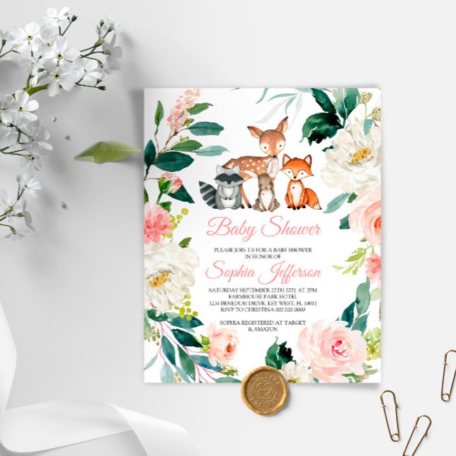 Lámina Invitación a Baby Shower para animales de Woodland (Subido por el creador)