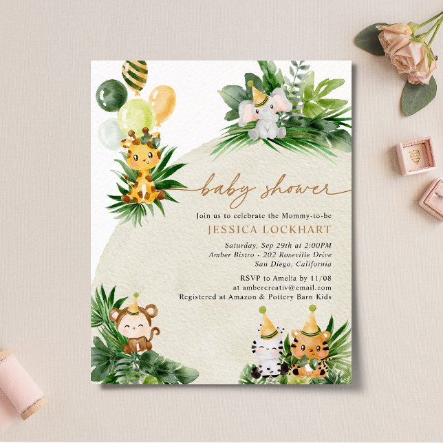 Lámina Invitación a Baby Shower para Baby Animals Elegant (Subido por el creador)