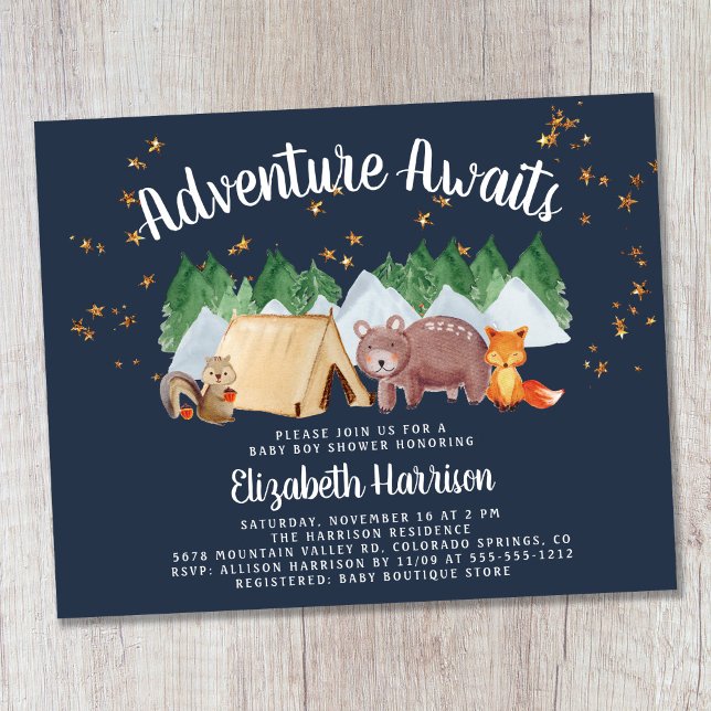 Lámina Invitación a Baby Shower para Camping de Woodland  (Subido por el creador)