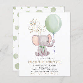 Lámina Invitación a Baby Shower para elefantes con presup
