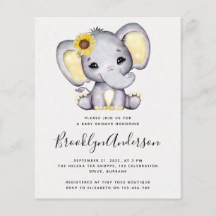 Lámina Invitación a Baby Shower para Elefantes de Giro PR